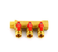 Коллектор с шаровыми кранами Tiemme 3/4х1/2 3 выхода 36 мм 1820001