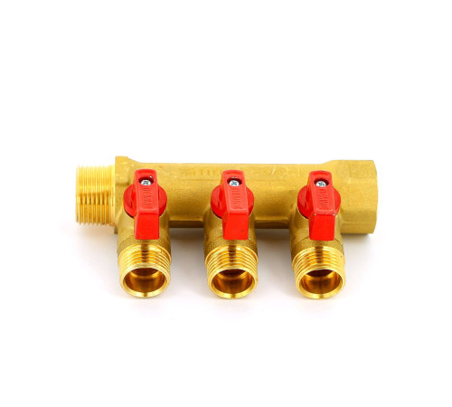 Коллектор с шаровыми кранами Tiemme 3/4х1/2 3 выхода 36 мм 1820001