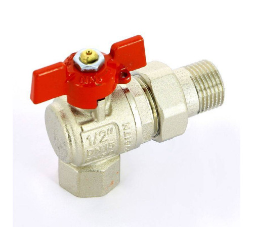 Кран шаровой угловой Uni-Fitt 1/2 НВ с разъемным соединением для коллекторов 133T2000