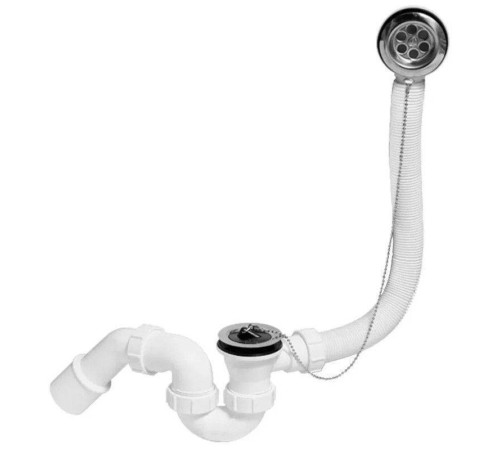 Слив-перелив для ванны McAlpine L 368 мм с ревизией пробка с цепочкой выход 40/50 мм хром MRB1-NS