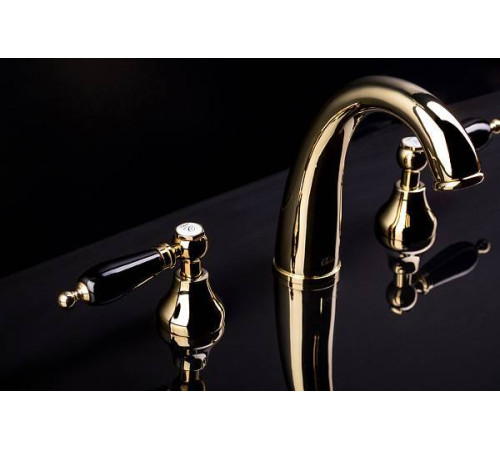 Смеситель для раковины на 3 отверстия Boheme Flora золото глянцевое 297-FL