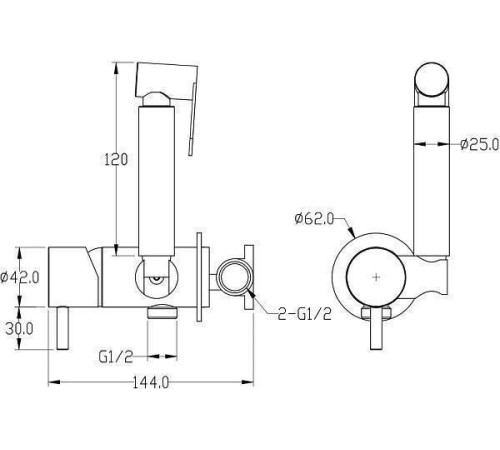 Гигиенический душ со смесителем Boheme Uno черный матовый 467-B
