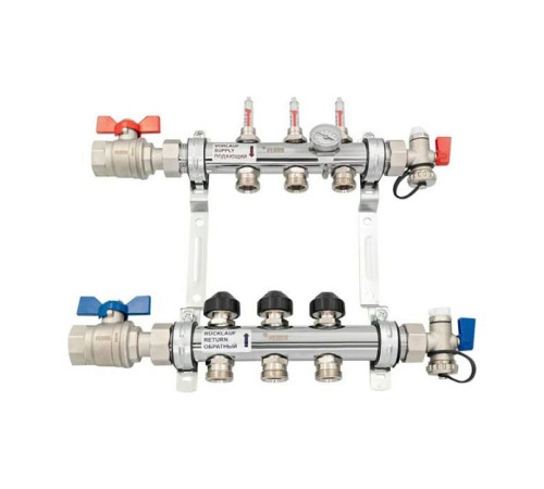 Комплект коллекторов REHAU HKV-D с расходомерами, термоклапанами и шаровыми кранами 3 выхода 1 x 3/4 12080313002