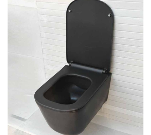 Унитаз подвесной Kerasan Tribeca 54х35 см безободковый черный матовый 511431