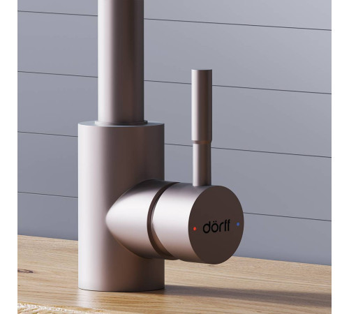 Смеситель для кухни Dorff Logic с вытяжным изливом сатин D3007511