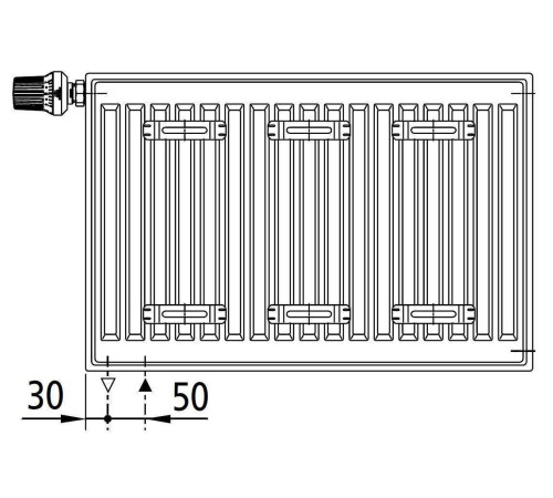 Радиатор стальной панельный Kermi therm-x2 Profil-V тип 11 300x900 мм нижнее подключение FTV110300901R2Y RAL 9016