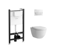 Комплект унитаз подвесной Laufen Pro с инсталляцией, сиденьем и кнопкой белый Z.RU93.0.771.6