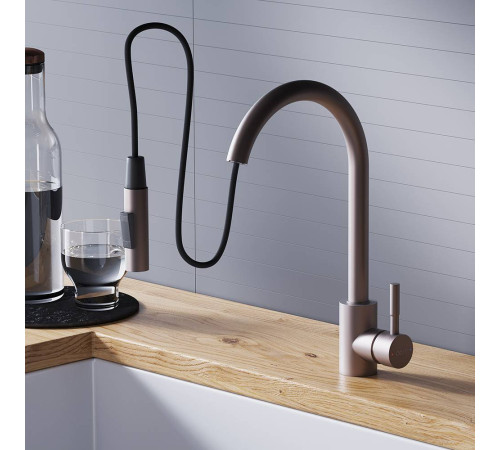 Смеситель для кухни Dorff Logic с вытяжным изливом сатин D3007511