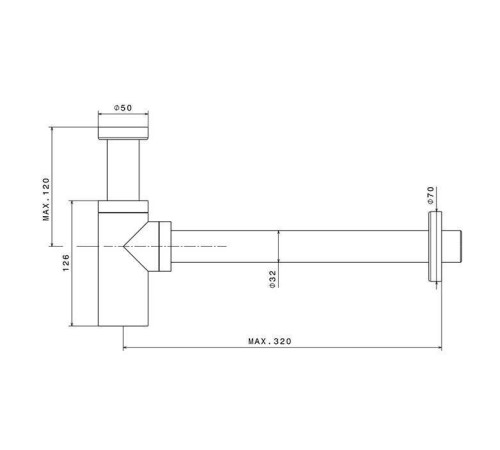 Сифон для раковины Newform X-STEEL 316 под донный клапан 300 мм цвет INOX 244X.50.050