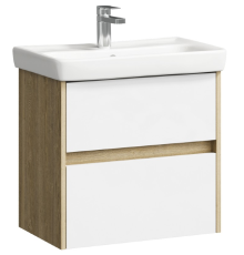 Тумба под умывальник подвесная AQUATON Сити 600х590х380 мм 2 ящика дуб балтийский CI0106DB
