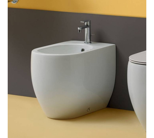 Биде напольное приставное Kerasan Flo 56х37 см с крепежом 312201