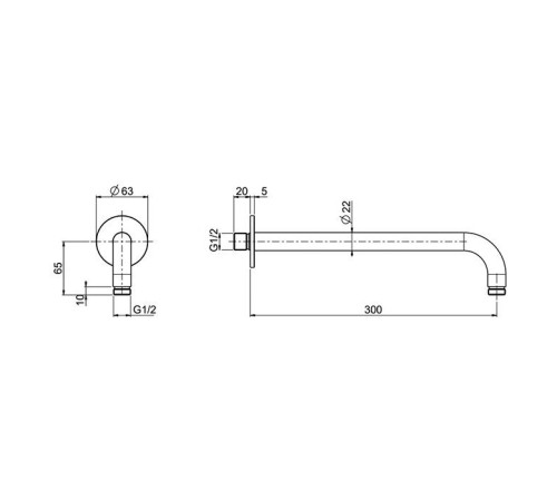 Кронштейн для верхнего душа Quadro Design BD001AS настенный 300 мм Brushed Stainless Steel BD001AS_300MM