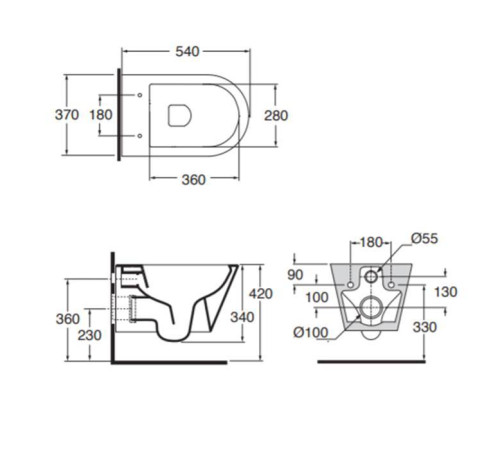 Унитаз подвесной Azzurra Forma безободковый 54х37х34 см белый FOR1800/F bi/cr FMVKSPE00000BI