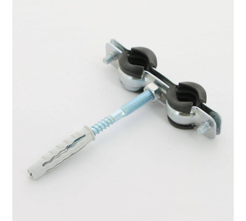 Хомут для труб двойной Walraven BIS Cobra 3/8 15-18 мм с уплотнителем шпилькой и дюбелем 0802118