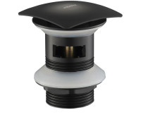 Донный клапан Aquatek Push-open с переливом квадратная крышка матовый черный AQ6004MB