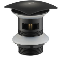 Донный клапан Aquatek Push-open с переливом квадратная крышка матовый черный AQ6004MB