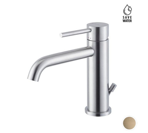 Смеситель для раковины Newform X-STEEL 316 с донным клапаном излив 145 мм PVD Brushed pale gold 69610X.59.098