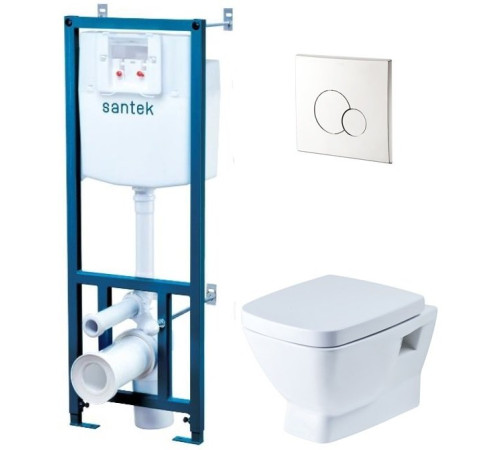 Комплект инсталляция с подвесным унитазом Santek НЕО ПЭК сиденье микролифт панель хром глянец 1.WH50.1.543