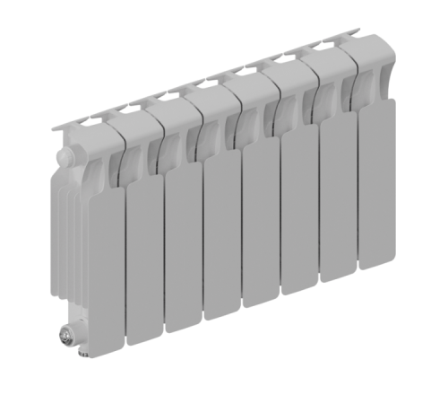 Радиатор биметаллический RIFAR MONOLIT VENTIL 300 9 секций нижнее подключение RAL 9016 MN-300-09-VR