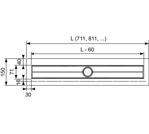 Комплект для установки дренажного канала TECE drainline 700 мм нержавеющая сталь с лотком под плитку 660005/600700/660003/600770/660015/650004