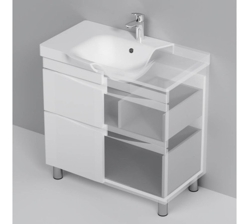 Тумба под раковину напольная AM.PM Like 80 см 2 ящика белый глянец M80FSX0802WG