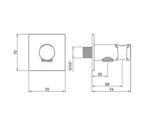 Шланговое подсоединение Almar Square с держателем лейки хром E095039.CR