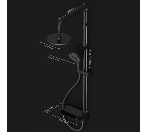 Душевая система AM.PM X-Joy со смесителем-полкой черный матовый F0785A622