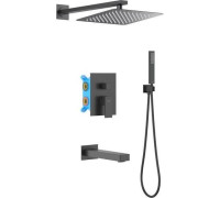 Душевой комплект Aquanet ЛИБРА Set 4 в 1 3 режима матовый черный AQ1673MB