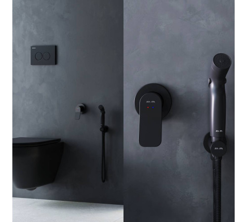 Смеситель встраиваемый с гигиеническим душем AM.PM X-Joy черный матовый F40H85A22