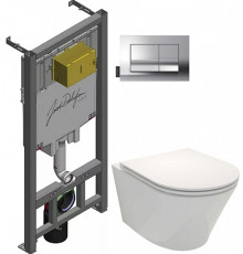 Унитаз с инсталляцией Jacob Delafon Rodin+ сиденье тонкое микролифт клавиша хром E21749RU-00