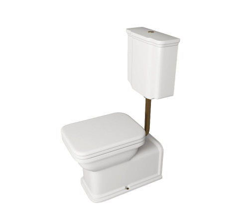 Унитаз приставной Kerasan Waldorf 65х37 см с низким бачком белый/бронза 751393/411601/418201/760393/757193