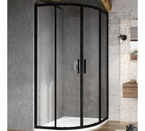 Душевой уголок полукруглый RAVAK Blix BLSCP4-80 черный Transparent X3BM40300Z1