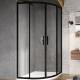 Душевой уголок полукруглый RAVAK Blix BLSCP4-80 черный Transparent X3BM40300Z1