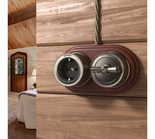 Выключатель на 4 положения двухклавишный бронзовый ретро W5720012