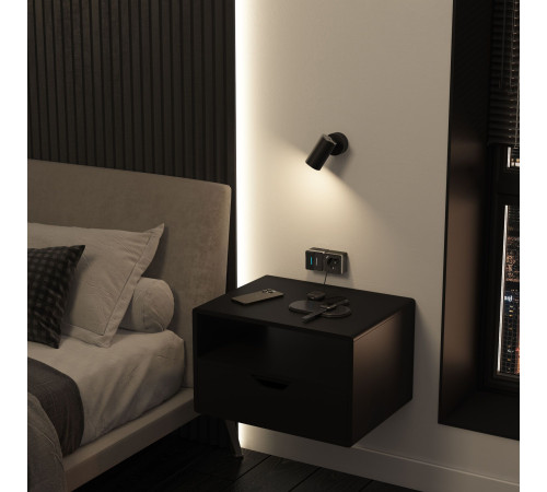 Розетка с заземлением, шторками и USB тип A+C Gallant чёрный хром W5071735