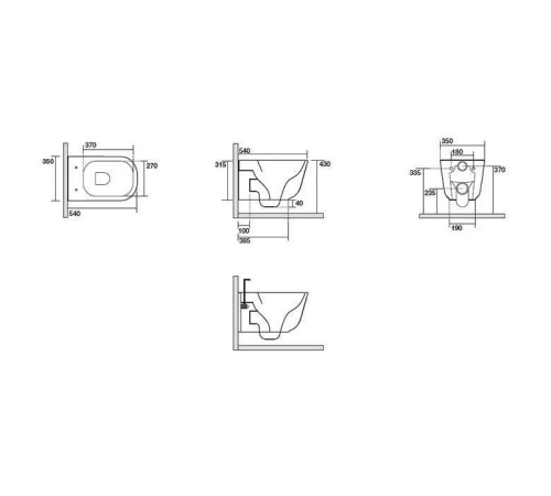 Унитаз подвесной Kerasan Tribeca 54х35 см безободковый черный матовый 511431
