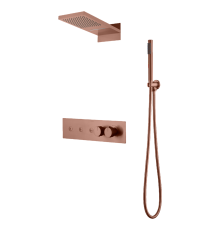 Душевой комплект встраиваемый Boheme Fusion термостат верхний и ручной душ матовая медь 131-CB