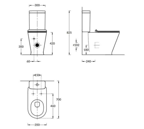 Унитаз-моноблок Kerama Marazzi Plaza Modern 35x70 см безободковый белый глянцевый PLMR.wc.01/PLMR.cis.01