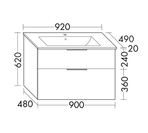 Тумба подвесная Burgbad Eqio 90х62х49 см с раковиной серый глянец SHBT092F2010G0252C0001*1