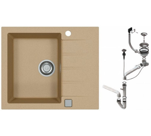 Мойка кухонная Alveus Cadit 10 590х500х198 мм G55 Beige с сифоном 1132019