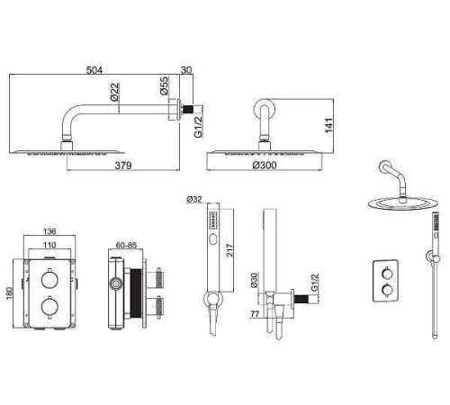 Душевой комплект Allen Brau Priority с внутренней частью никель браш 5.31013-BN