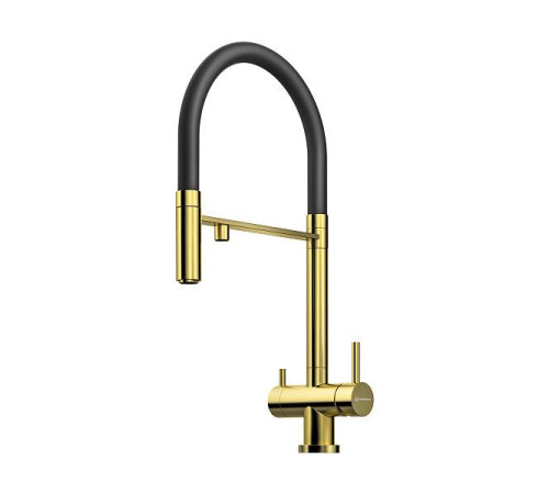 Смеситель для кухни Omoikiri Kanto-LG выдвижной излив под фильтр светлое золото 4994014
