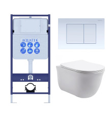 Комплект 4 в 1 инсталляция AQUATEK Standard INS-0000012 клавиша KDI-0000009 унитаз КЛАССИК AQ1111-00 КЛАССИК-009 4в1