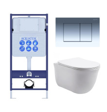 Комплект 4 в 1 инсталляция AQUATEK Standard INS-0000012 клавиша KDI-0000010 унитаз КЛАССИК AQ1111-00 КЛАССИК-010 4в1