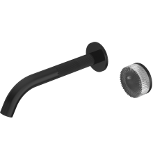 Смеситель для раковины настенный Aqwella Murano на 2 отверстия комплект черный глянцевый PVD AQM6012GB