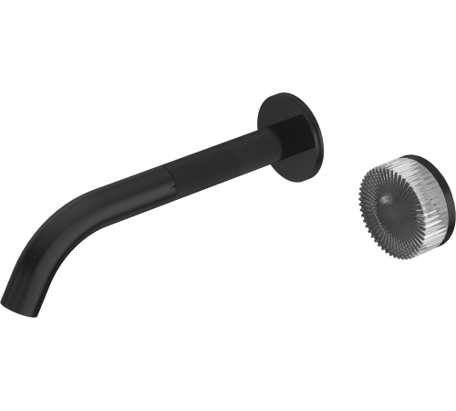 Смеситель для раковины настенный Aqwella Murano на 2 отверстия комплект черный глянцевый PVD AQM6012GB