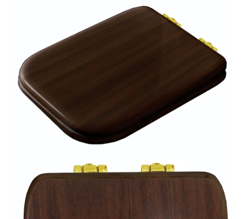 Сиденье для унитаза Kerasan Waldorf с микролифтом орех/золото 418740