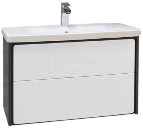 Тумба под умывальник подвесная Roca Ronda 2 ящика 777х480х412 мм Белый глянец/антрацит ZRU9302965
