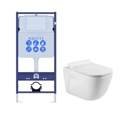 Комплект инсталляции с унитазом AQUATEK ДИВА (рама INS-0000012, унитаз AQ2012-00 soft-close) ДИВА