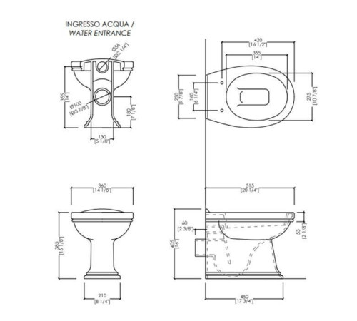 Унитаз напольный приставной Devon&Devon Rose 51.5х36 см белый IBWCROSEBTW